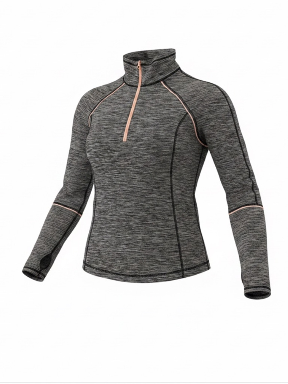 Zella Gray Space Dye Half Zip Pullover Athletic Running Long Sleeve L